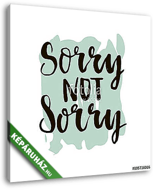 Sorry not sorry phrase. Ink lettering design. White background. - vászonkép 3D látványterv