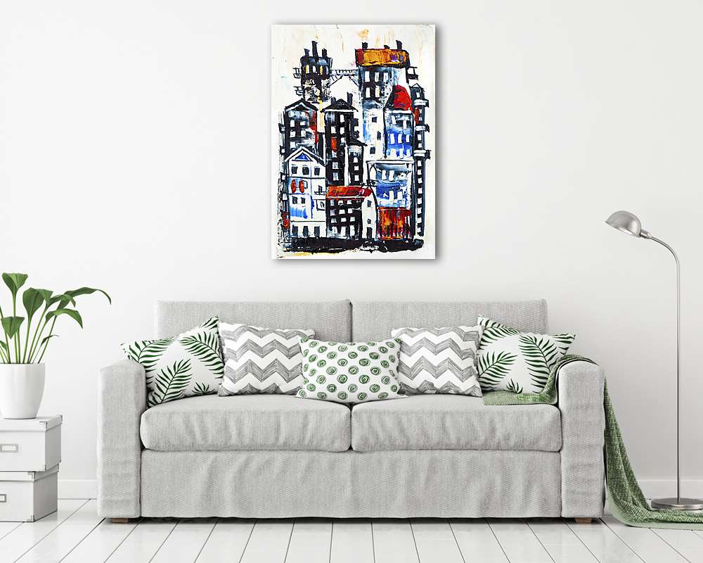 Modern absztrakt épületek (olajfestmény reprodukció) - vászonkép, falikép vásárlás Modern absztrakt épületek (olajfestmény reprodukció) (vászonkép) - vászonkép, falikép otthonra és irodába