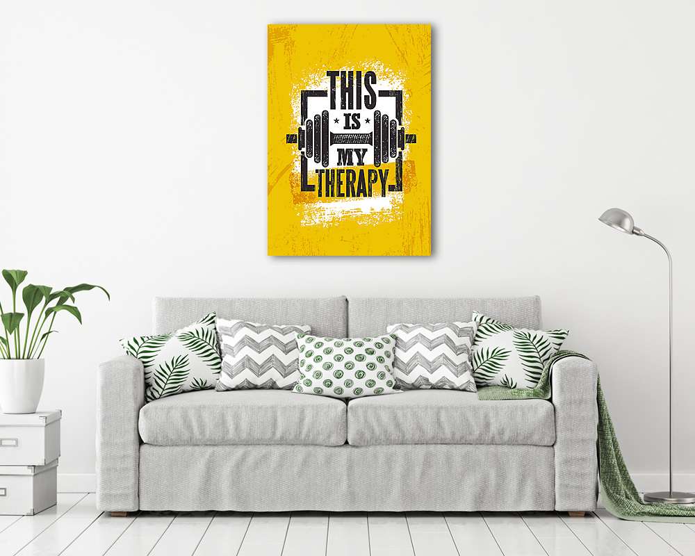 This Is My Therapy. Fitness Muscle Workout Motivation Quote Poster Vector Concept. Inspiring Gym Creative Illustration (keretezett kép)