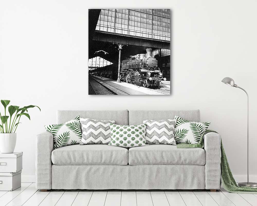Gőzmozdony a Nyugati pályaudvaron (1936) (poszter) - vászonkép, falikép otthonra és irodába