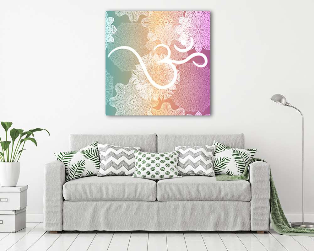 OM jel, színes háttérben (poszter) - vászonkép, falikép otthonra és irodába