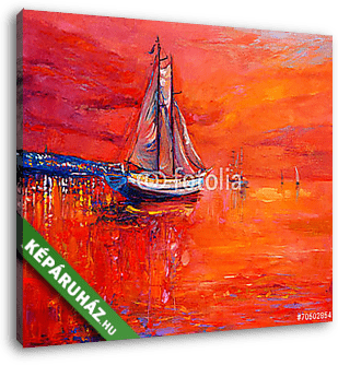 Vörös tenger vitorlással - vászonkép 3D látványterv