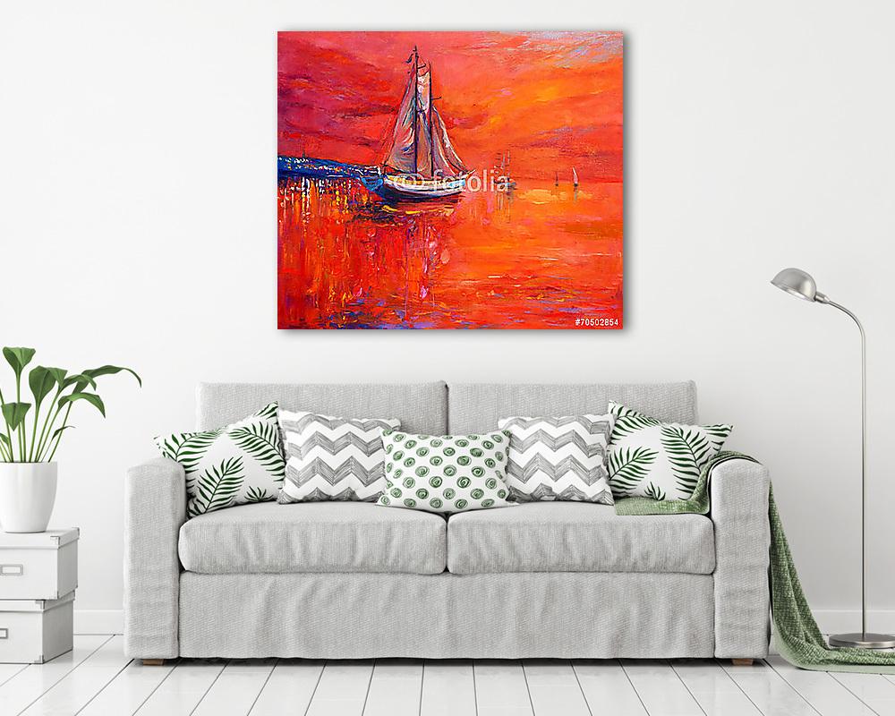 Vörös tenger vitorlással (vászonkép) - vászonkép, falikép otthonra és irodába