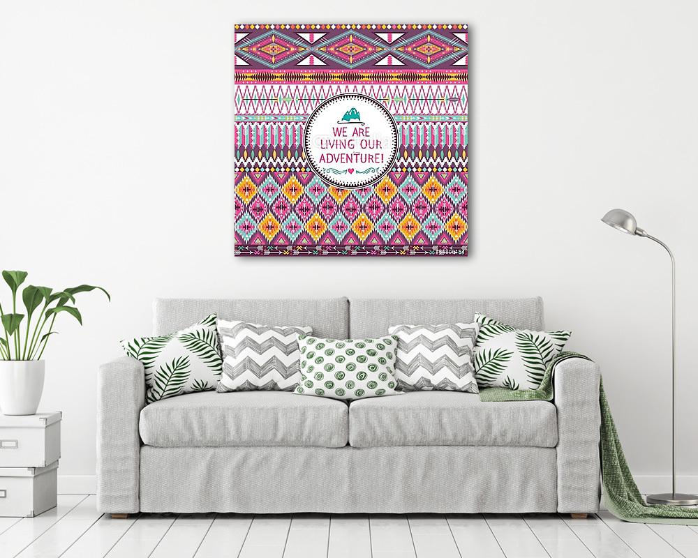 Hipster zökkenőmentes törzsi mintázat geometrikus elemekkel - vászonkép, falikép vásárlás Hipster zökkenőmentes törzsi mintázat geometrikus elemekkel (vászonkép) - vászonkép, falikép otthonra és irodába