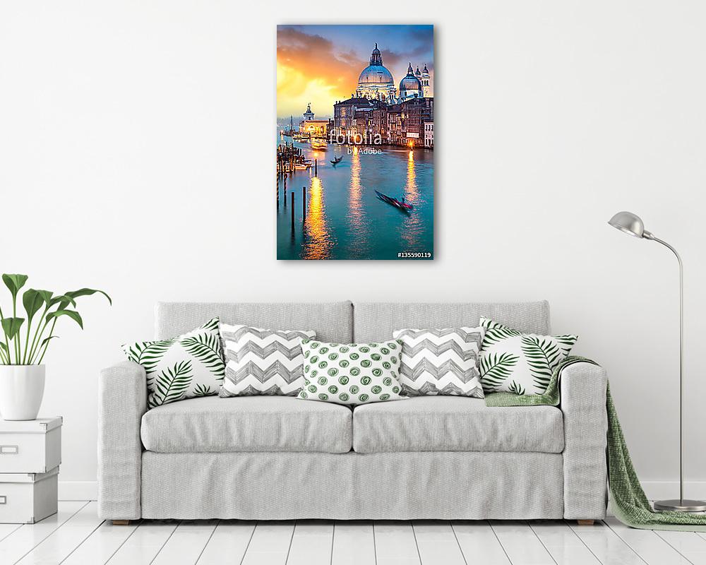 Napnyugta a Velencei Gran Canalban (keretezett kép) - vászonkép, falikép otthonra és irodába
