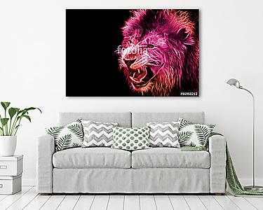 Frakális digitális fantasy művészet egy oroszlán egy elszigetelt (vászonkép) - vászonkép, falikép otthonra és irodába