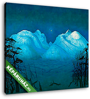 Téli este a hegyekben - színverzió 1. - vászonkép 3D látványterv