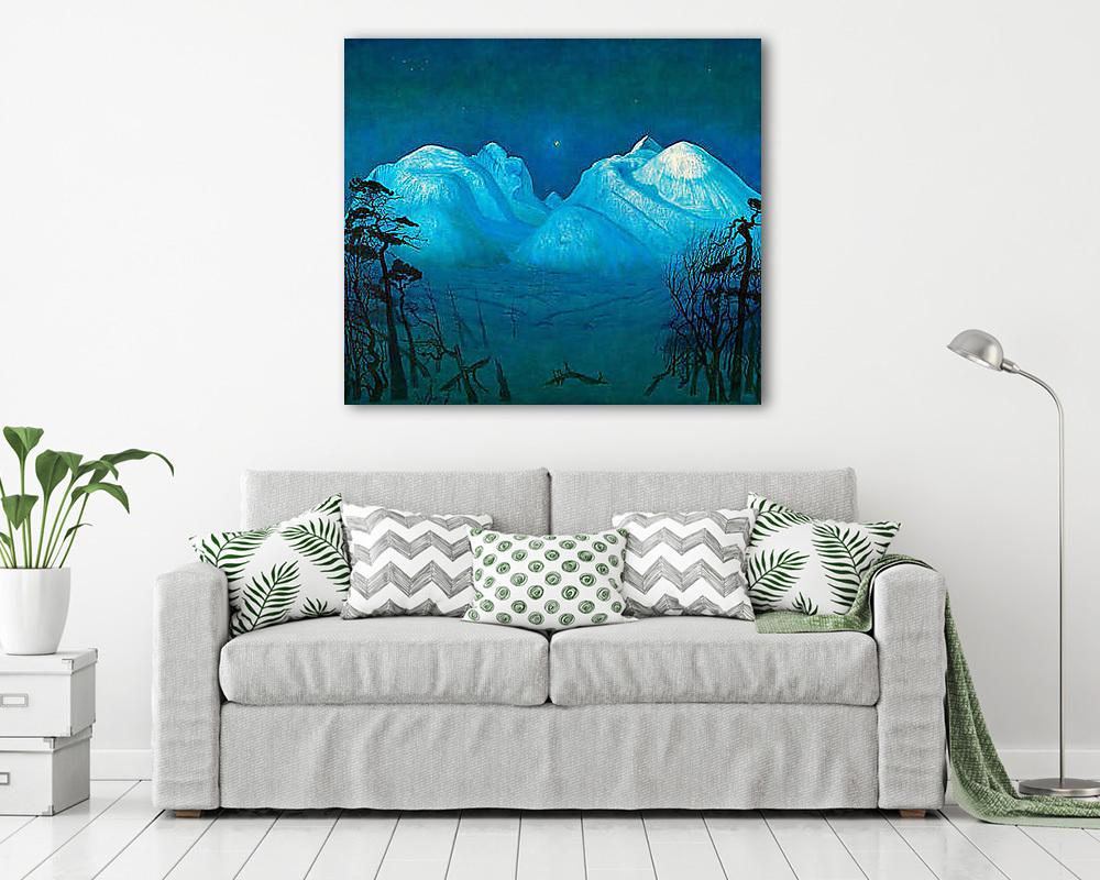 Téli este a hegyekben - színverzió 1. - vászonkép, falikép vásárlás Téli este a hegyekben - színverzió 1. (poszter) - vászonkép, falikép otthonra és irodába