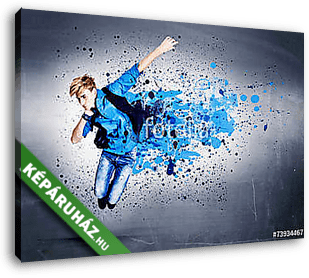 springender Tänzer in blau-guy 16_grey - vászonkép 3D látványterv