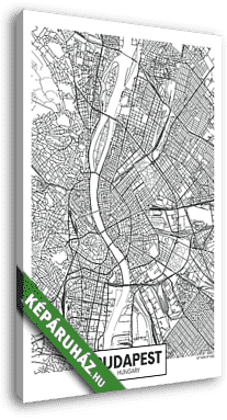 Detailed vector poster city map Budapest - vászonkép 3D látványterv