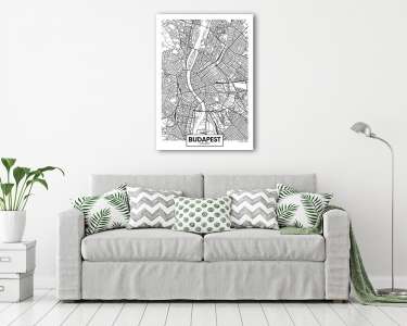 Detailed vector poster city map Budapest (vászonkép) - vászonkép, falikép otthonra és irodába