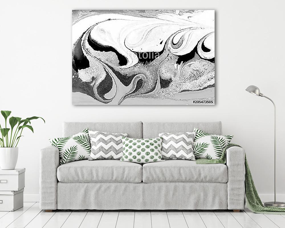 Marble abstract acrylic background. Nature black marbling artwork texture. - vászonkép, falikép vásárlás Marble abstract acrylic background. Nature black marbling artwork texture. (vászonkép) - vászonkép, falikép otthonra és irodába