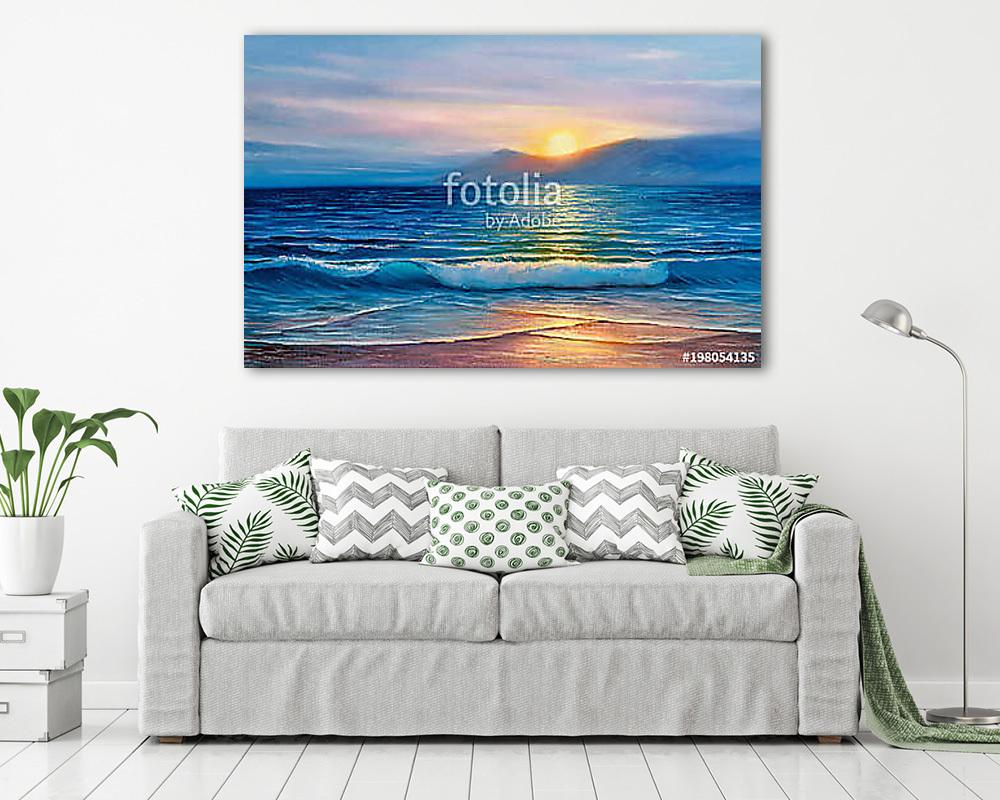 Oil  painting of the sea on canvas. (keretezett kép)