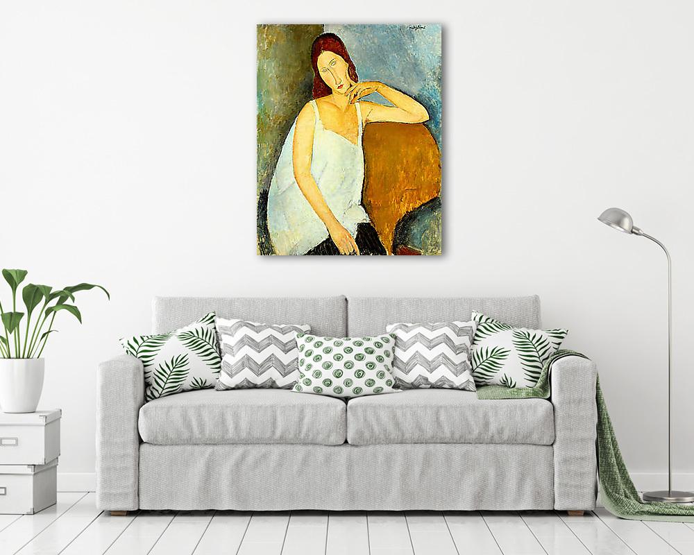 Jeanne Hebuterne portréja fehér hálóingben (színverzió v2) - vászonkép, falikép vásárlás Jeanne Hebuterne portréja fehér hálóingben (színverzió v2) (többrészes kép) - vászonkép, falikép otthonra és irodába