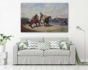Vontató lovak a Dunánál (vászonkép) - vászonkép, falikép otthonra és irodába