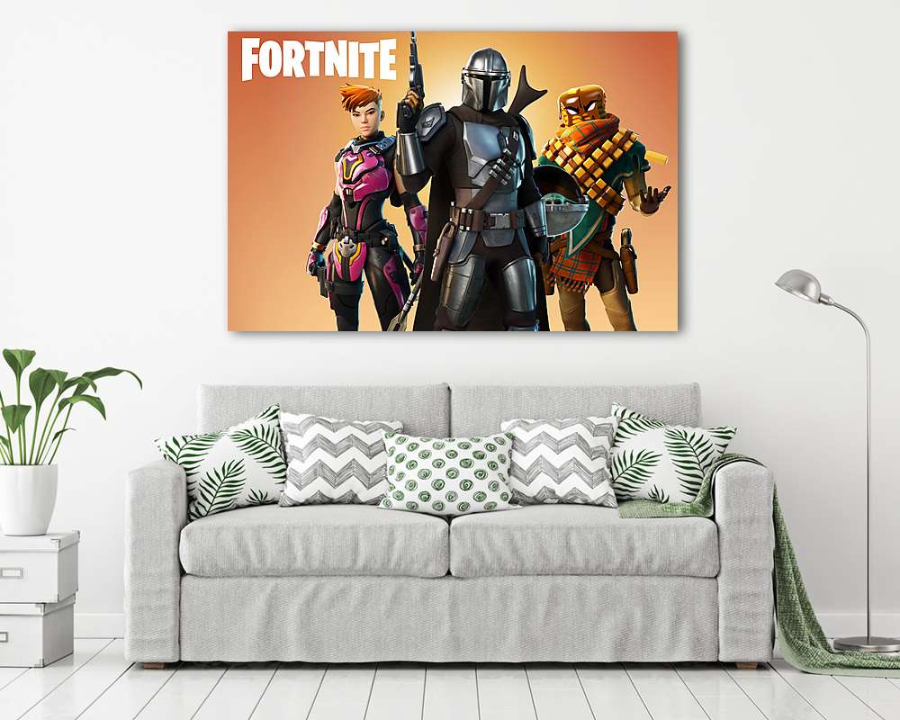 Fortnite – The Mandalorian (6:4) + logo - vászonkép, falikép vásárlás Fortnite – The Mandalorian (6:4) + logo (vászonkép) - vászonkép, falikép otthonra és irodába