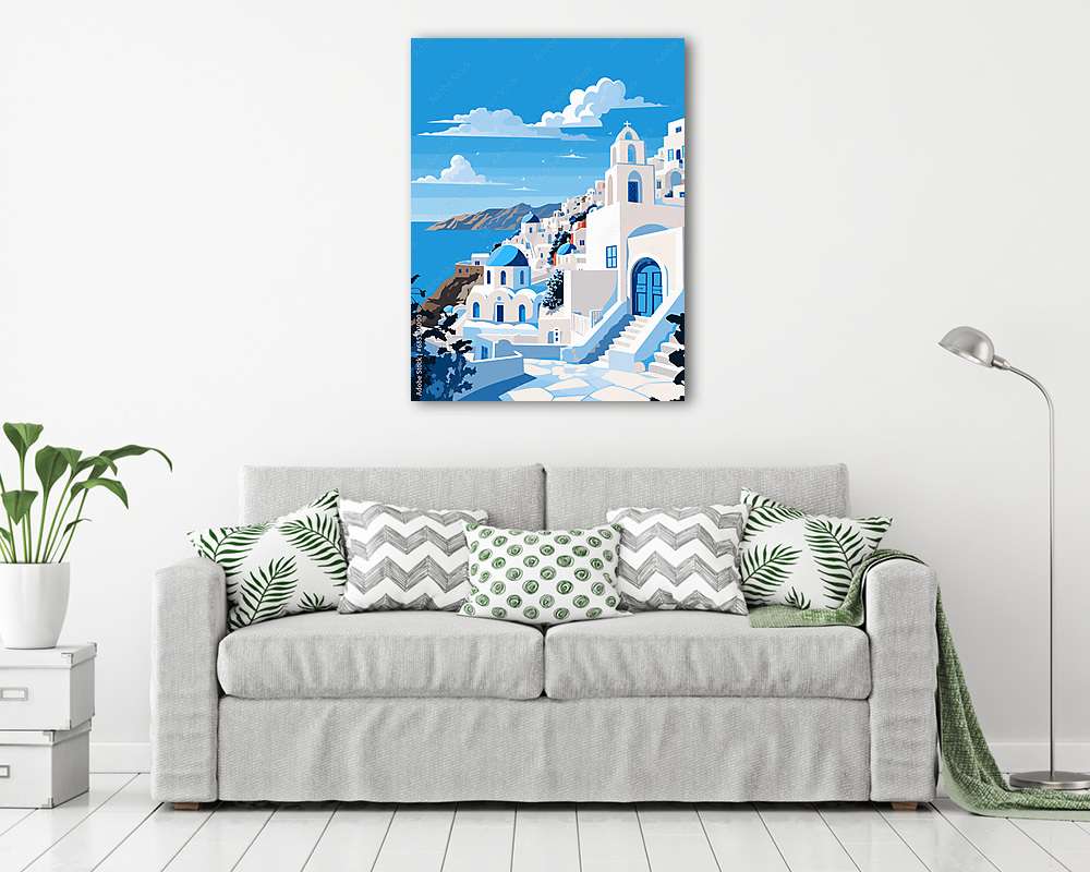 Santorini poszter felhőkkel - vászonkép, falikép vásárlás Santorini poszter felhőkkel (fotótapéta) - vászonkép, falikép otthonra és irodába