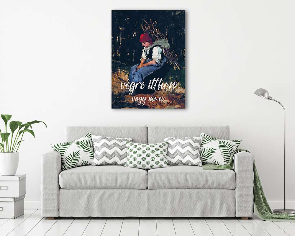 Végre itthon. Vagy mi ez. (Rőzsehordó nő alapján) (vászonkép) - vászonkép, falikép otthonra és irodába