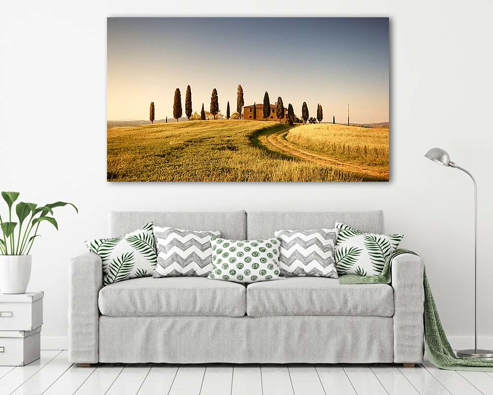 Campo di Grano és Cipressi, Toszkána - vászonkép, falikép vásárlás Campo di Grano és Cipressi, Toszkána (poszter) - vászonkép, falikép otthonra és irodába