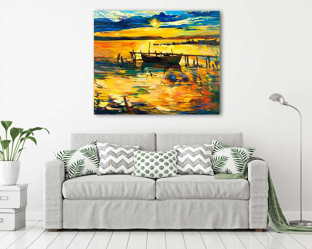 Hajó és móló (fotótapéta) - vászonkép, falikép otthonra és irodába