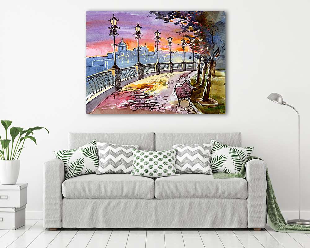 utcai lámpák (C sorozat) (keretezett kép) - vászonkép, falikép otthonra és irodába