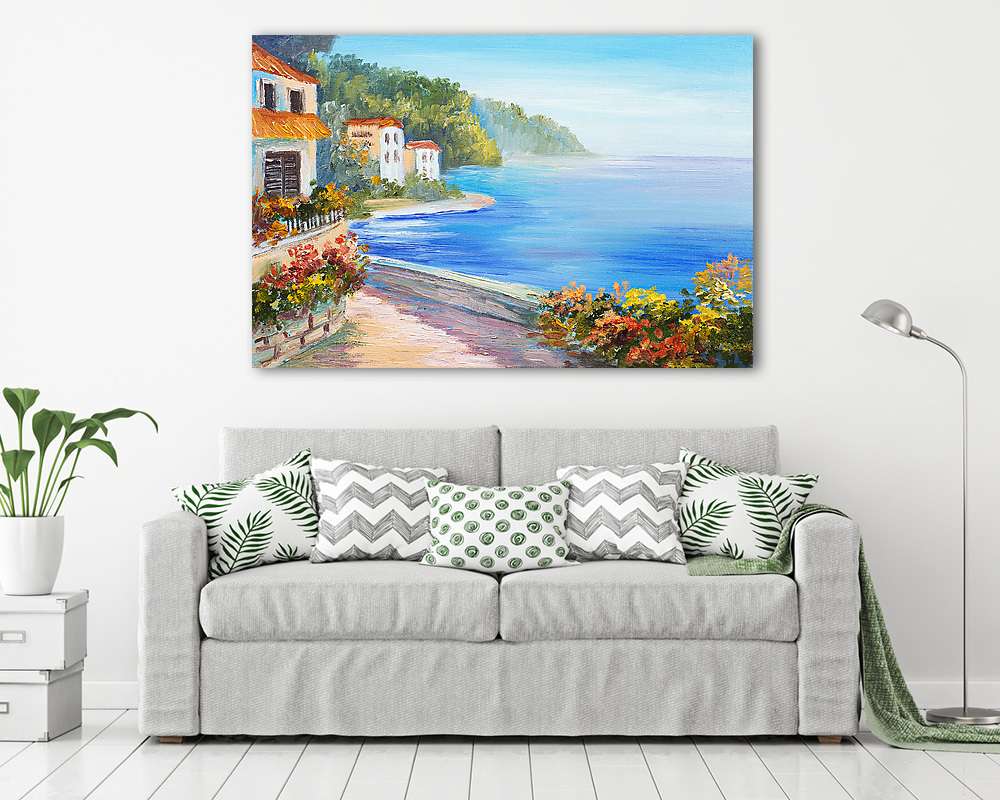 Part menti virágok (olajfestmény reprodukció) - vászonkép, falikép vásárlás Part menti virágok (olajfestmény reprodukció) (vászonkép) - vászonkép, falikép otthonra és irodába