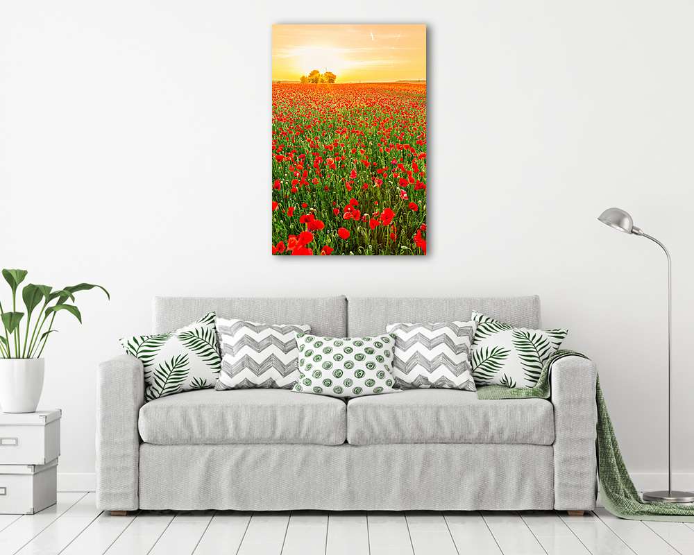 Nyári naplemente a pipacsmező felett (bögre) - vászonkép, falikép otthonra és irodába