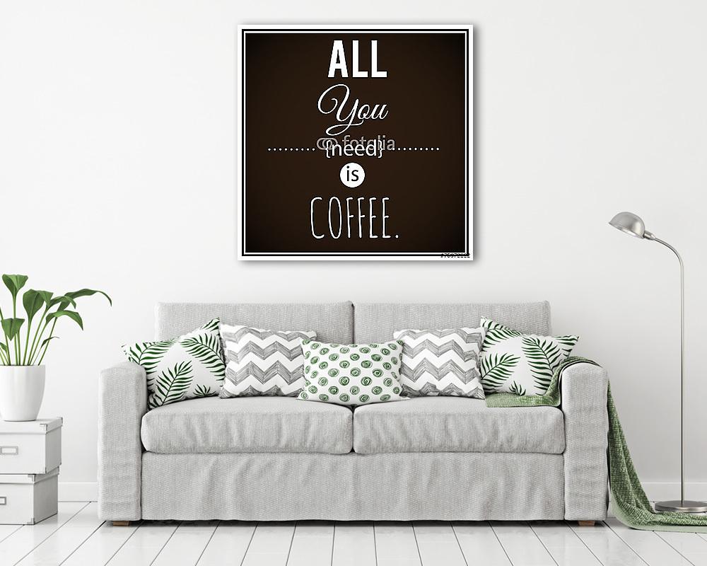 Kávé inspiráló vektoros poszter. (keretezett kép) - vászonkép, falikép otthonra és irodába
