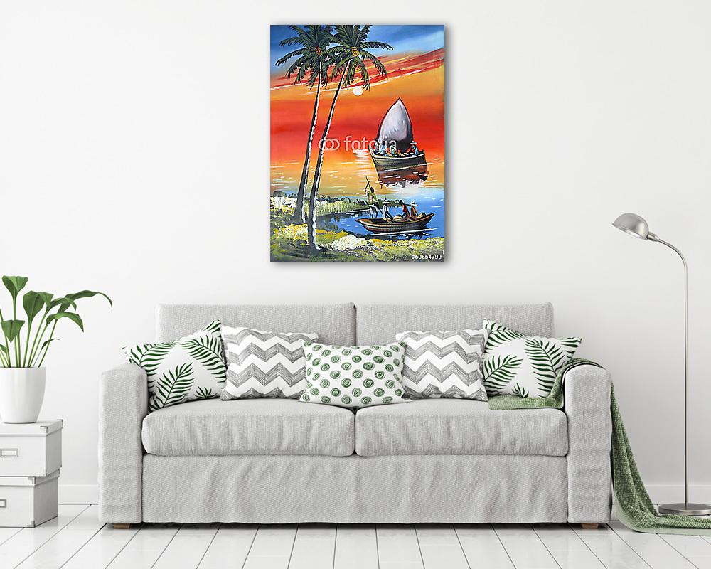 Afrika partjainál (többrészes kép) - vászonkép, falikép otthonra és irodába