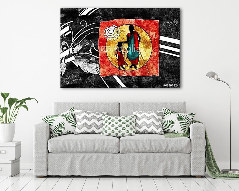 afro motívum etnikai retro vintage (bögre) - vászonkép, falikép otthonra és irodába