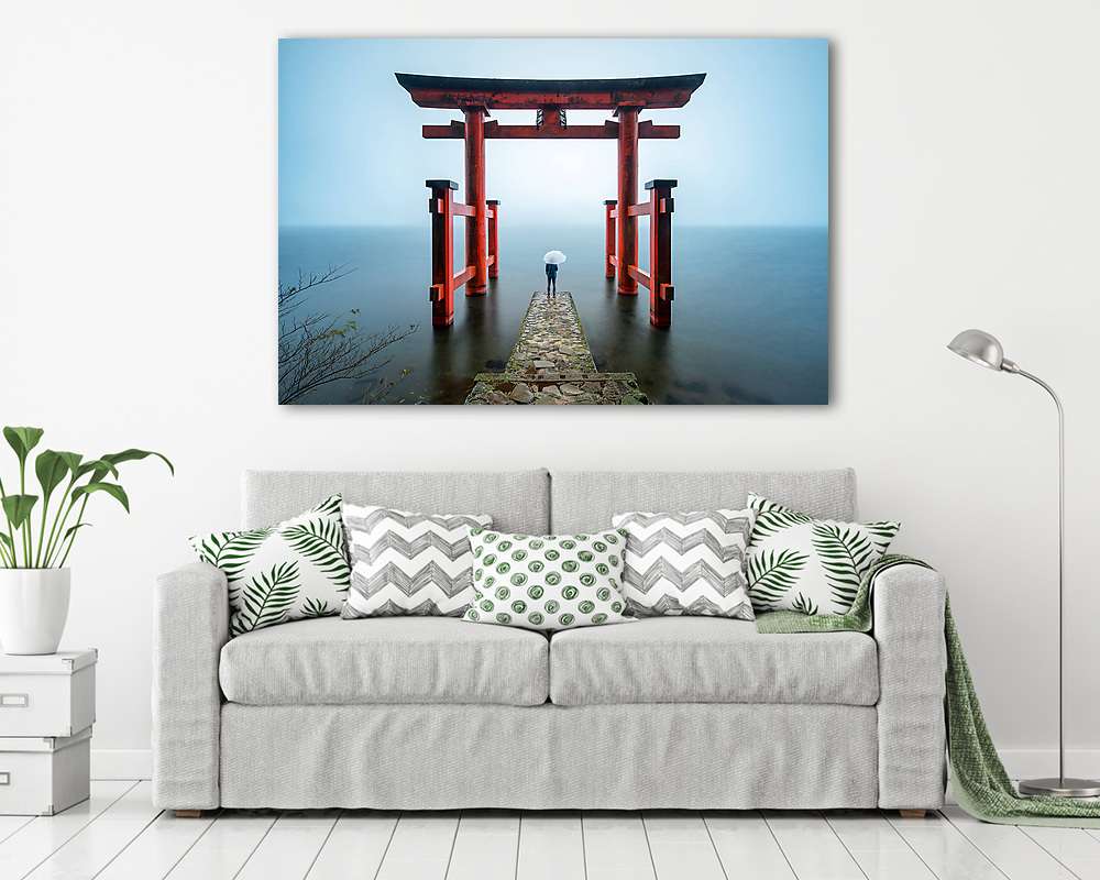 Hakone szentély Japánban (többrészes kép) - vászonkép, falikép otthonra és irodába