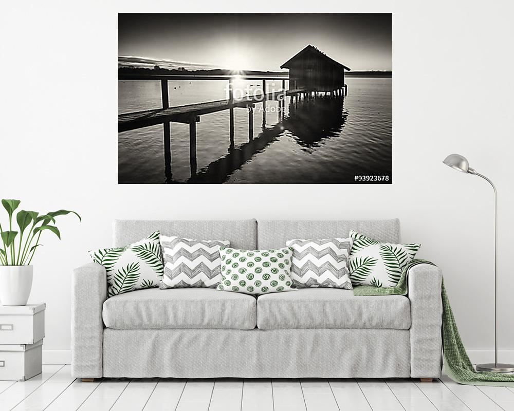 régi fából készült csónakház (többrészes kép) - vászonkép, falikép otthonra és irodába