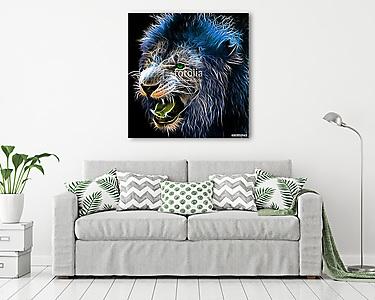 Fraktál digitális fantázia művészet egy oroszlán egy elszigetelt (vászonkép) - vászonkép, falikép otthonra és irodába