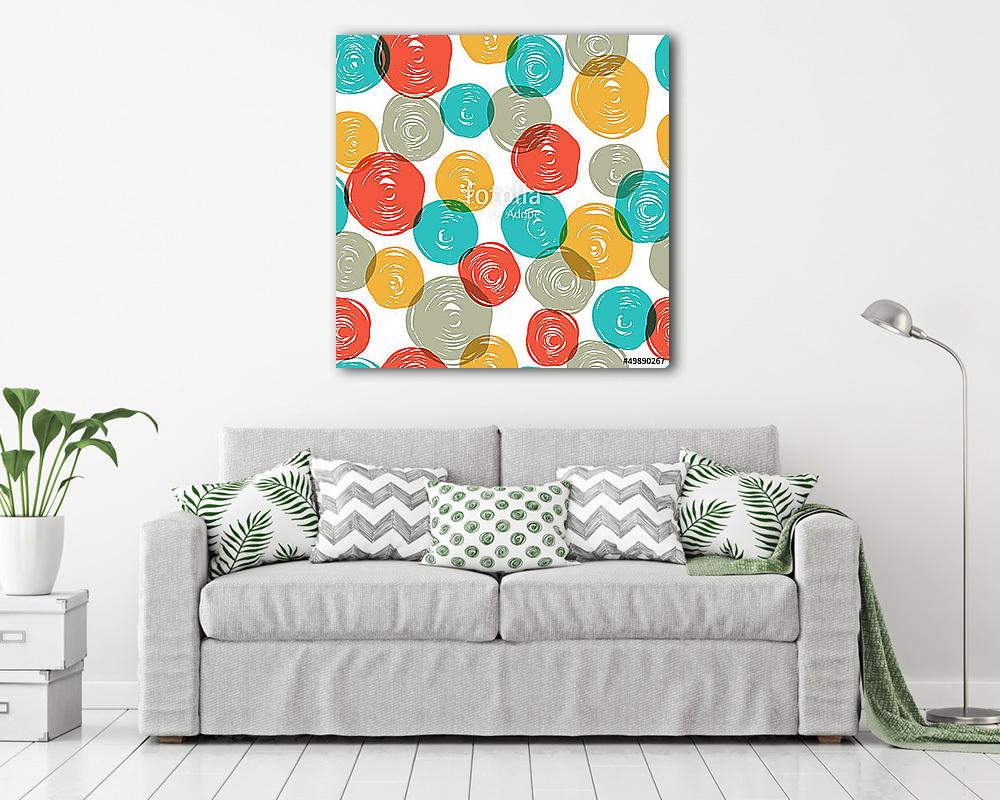 Absztrakt színes retro vonalas körök (fotótapéta) - vászonkép, falikép otthonra és irodába