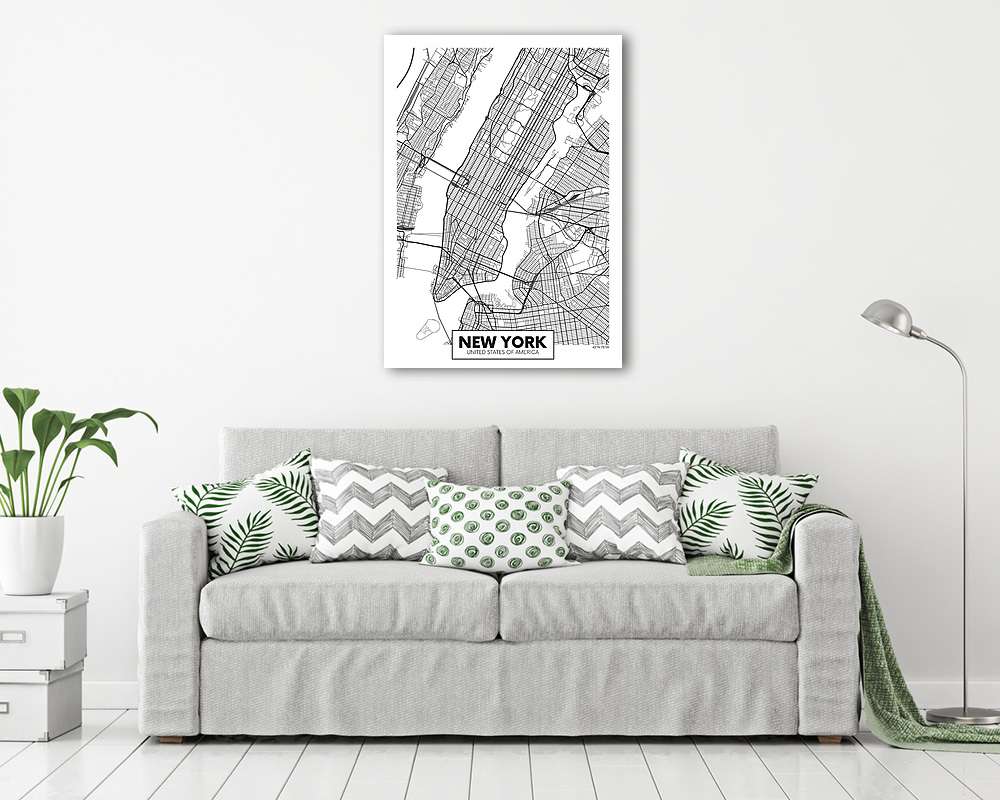 Vektor poszter térkép város New York (vászonkép) - vászonkép, falikép otthonra és irodába