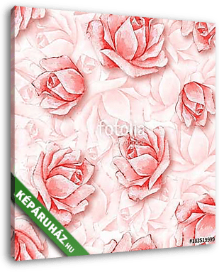 Floral seamless pattern. Watercolor background with beautiful ro - vászonkép 3D látványterv