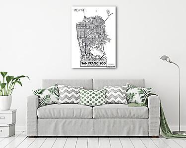 Vector poster map city San Francisco (vászonkép) - vászonkép, falikép otthonra és irodába