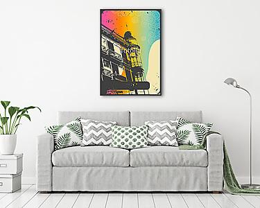 retro romantic urban background with rainbow flow (vászonkép) - vászonkép, falikép otthonra és irodába