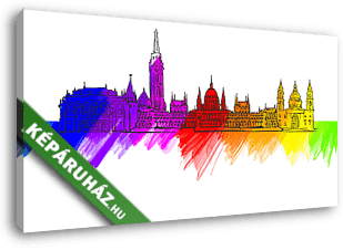 Budapest Colorful Landmark Banner - vászonkép 3D látványterv