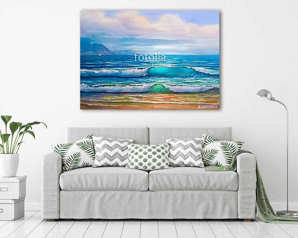 Oil  painting of the sea on canvas. - vászonkép, falikép vásárlás Oil  painting of the sea on canvas. (fotótapéta) - vászonkép, falikép otthonra és irodába