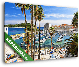 View on adriatic sea and Dubrovnik in Dalmatia, Croatia - vászonkép 3D látványterv
