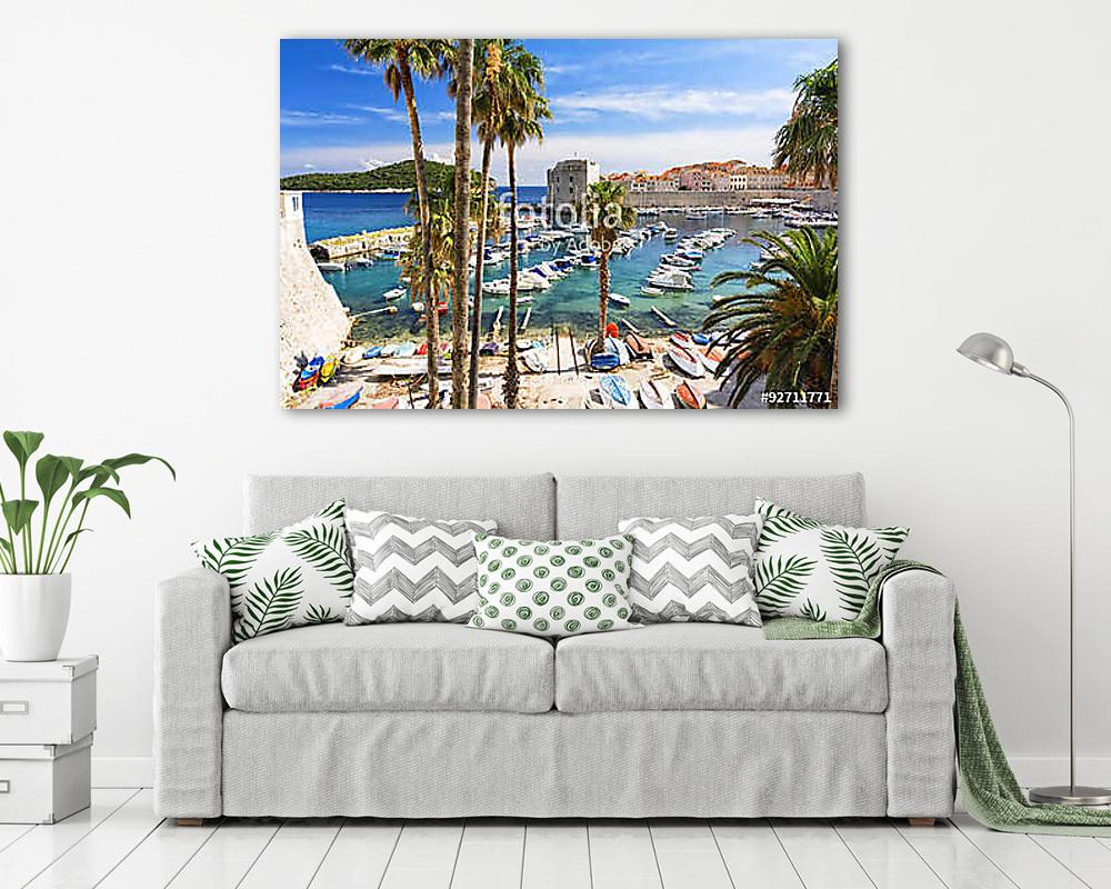 View on adriatic sea and Dubrovnik in Dalmatia, Croatia (többrészes kép) - vászonkép, falikép otthonra és irodába