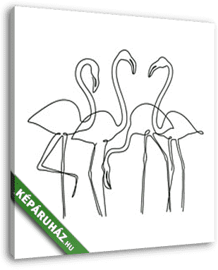 Flamingók (vonalrajz, line art) - vászonkép 3D látványterv
