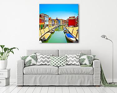 Velence, Burano sziget-csatorna, színes házai (vászonkép) - vászonkép, falikép otthonra és irodába