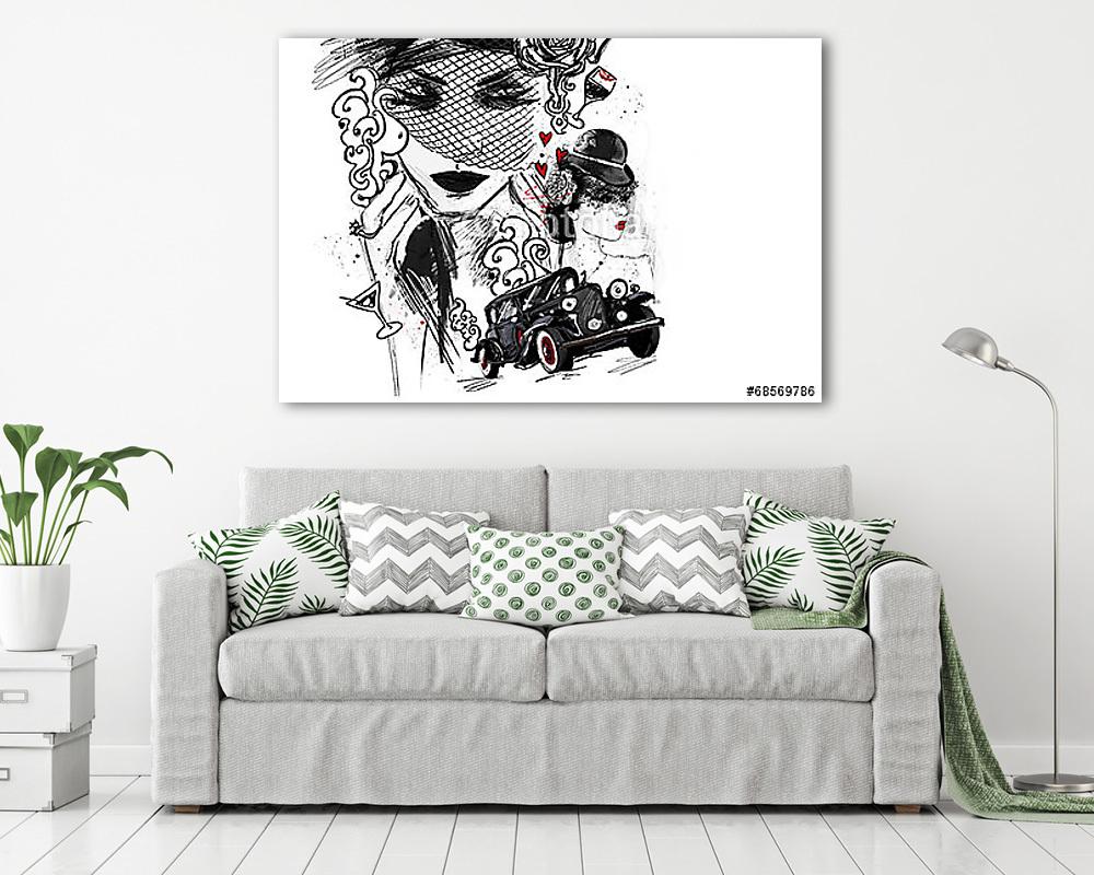 Hölgyek autóval (fotótapéta) - vászonkép, falikép otthonra és irodába