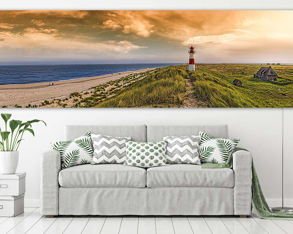 Sylt-i világítótorony (panoráma fotó) (poszter) - vászonkép, falikép otthonra és irodába