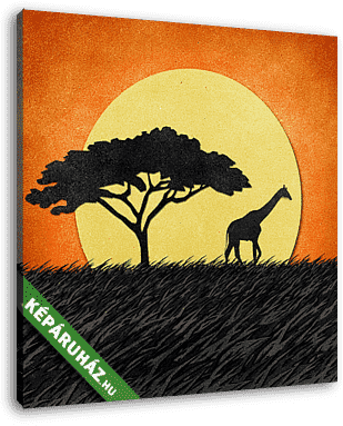 Szavannai naplemente zsiráffal - vászonkép 3D látványterv