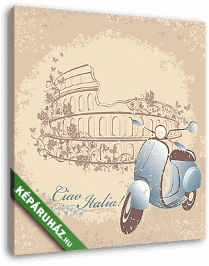 Ciao Italia - Vespa és a Colosseum - vintage - vászonkép 3D látványterv