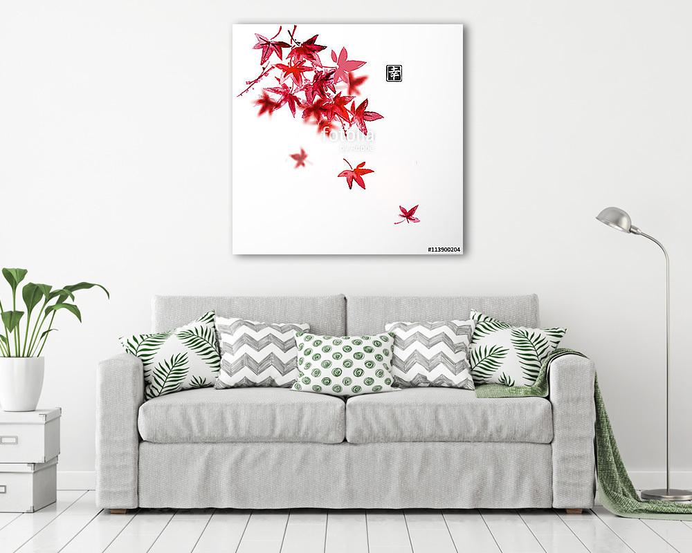 Vörös japán juharfalevél fehér háttéren (vászonkép) - vászonkép, falikép otthonra és irodába