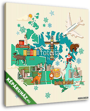 Kanadában. Kanadai vektoros illusztráció. Utazás képeslap. - vászonkép 3D látványterv